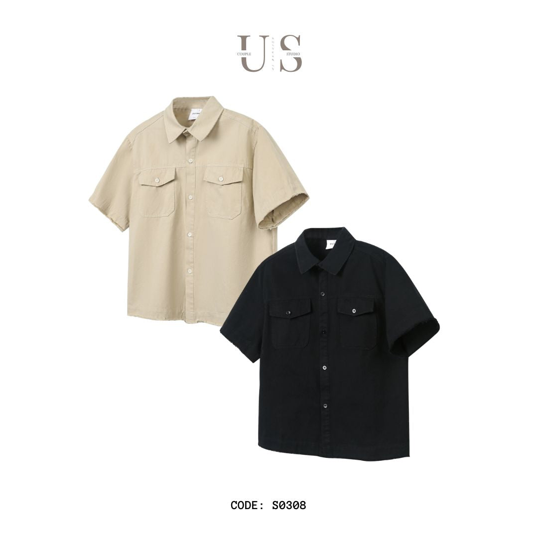 S0308 American cleanfit short wide boxy version workwear pocket shirt