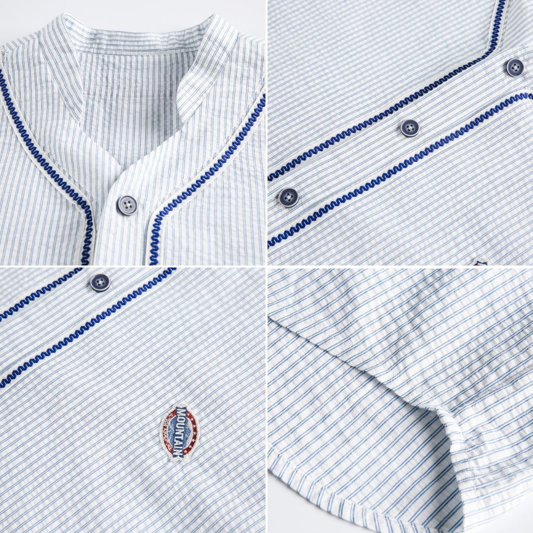 S0298 STAFFPICK American retro fashion loose short-sleeved striped baseball Shirts