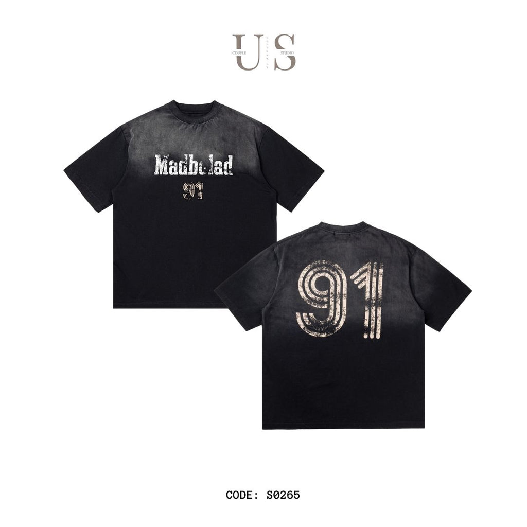 S0265 American retro distressed style loose T-shirt