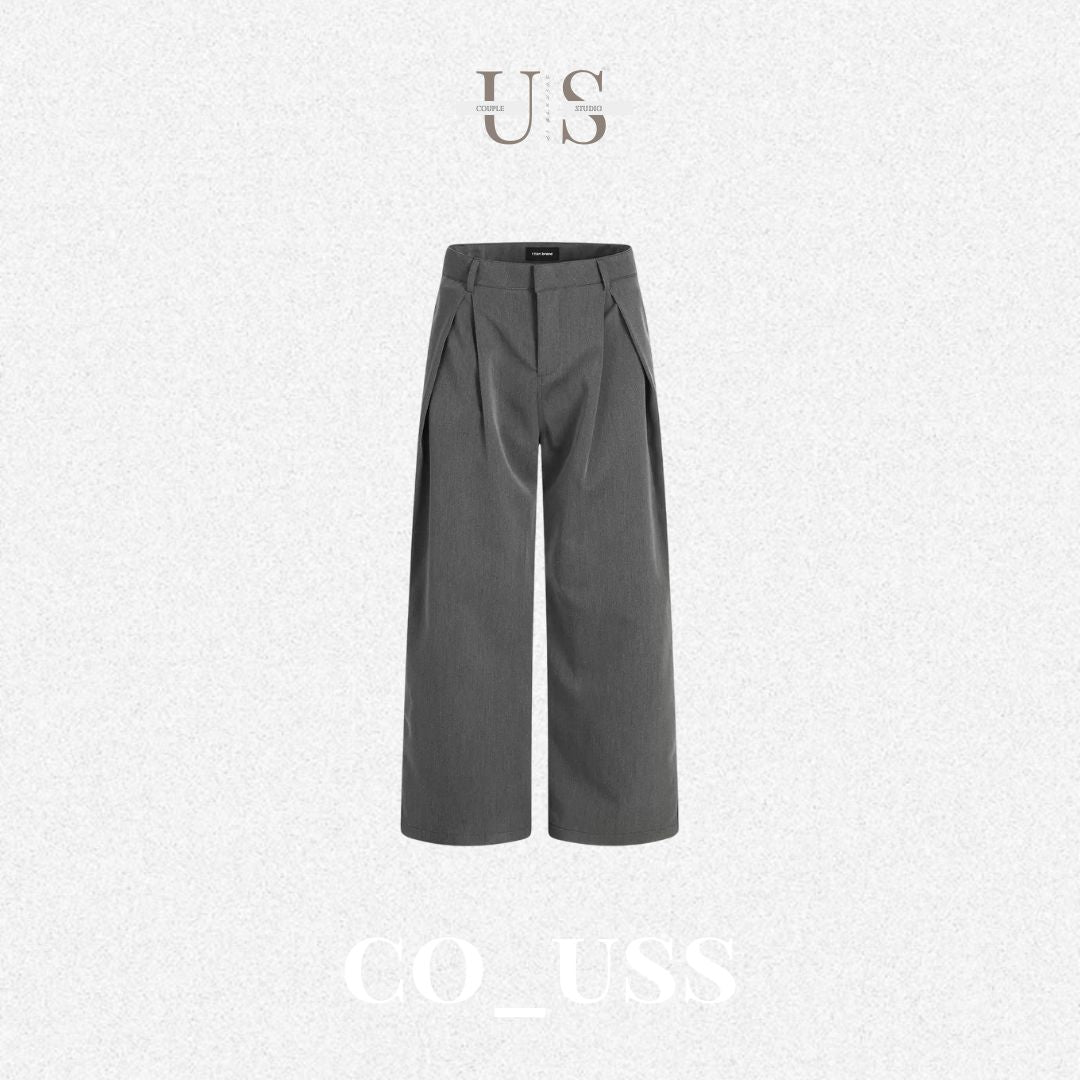 P0182 American-Style Vintage Drape Elegant Pleated Loose Three-Dimensional Trendy Slimming Wide-Leg Casual Trousers