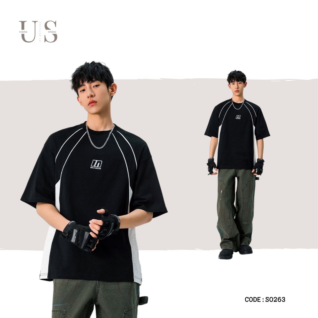 S0263 American style contrast color design sports short-sleeved T-shirt