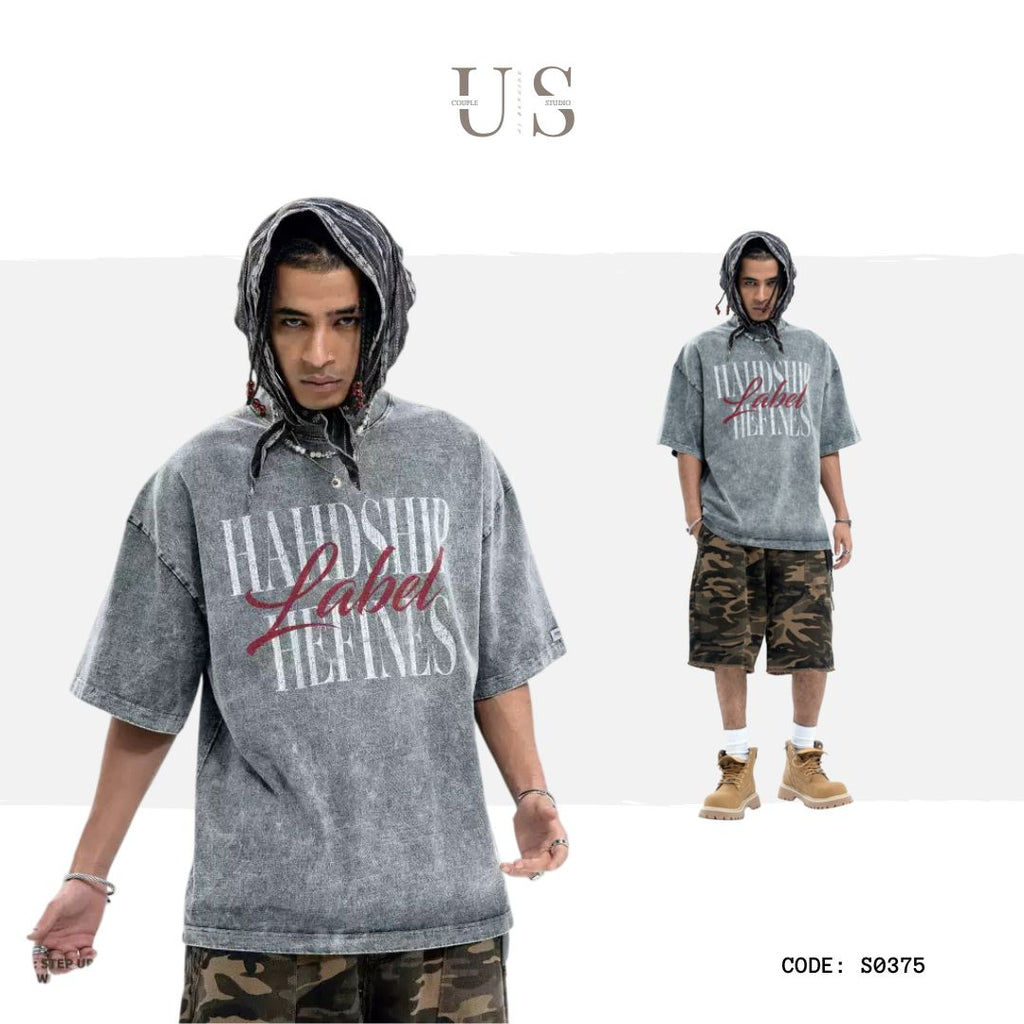 S0375 Vivgae Original American Trendy Brand Street Washed Distressed Loose Men's T-Shirt
