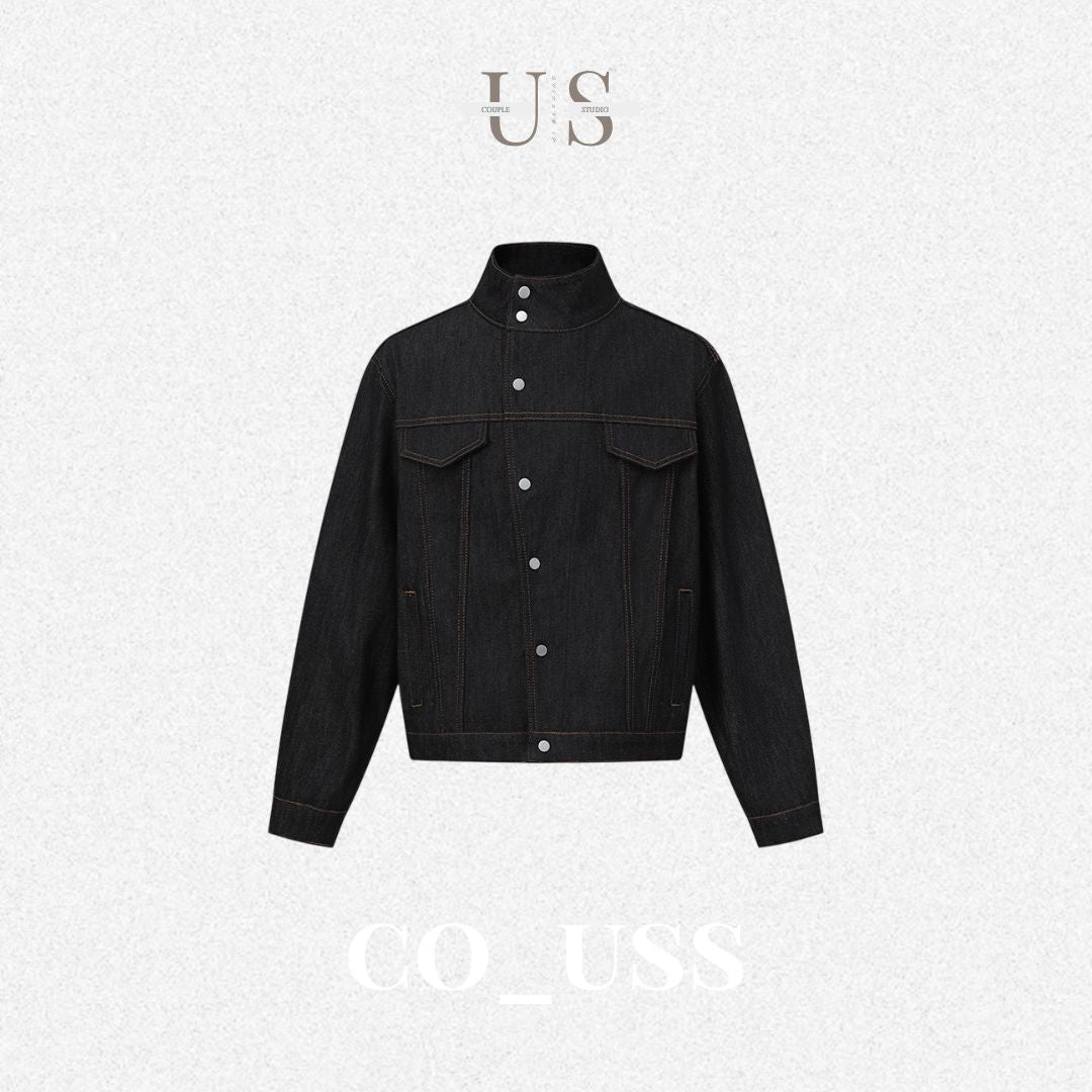 S0438 American retro stand-up collar denim jacket