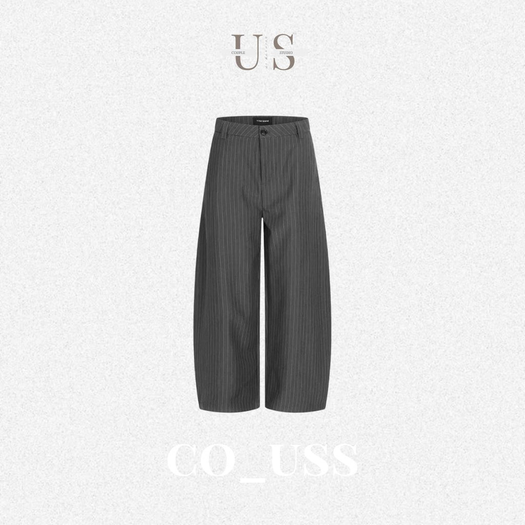 P0217 American retro curved line design loose wide-leg casual trousers