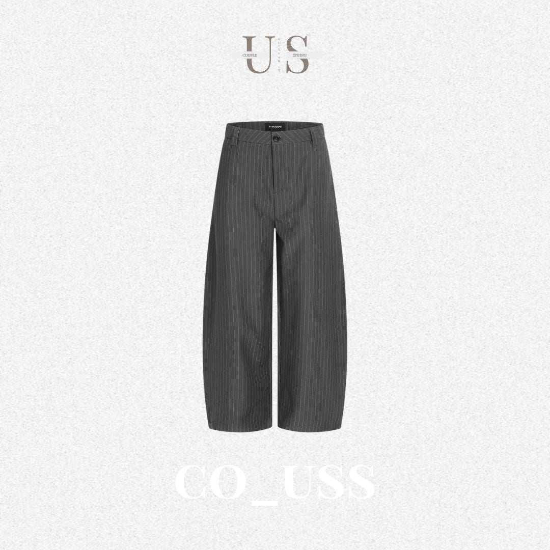 P0217 American retro curved line design loose wide-leg casual trousers