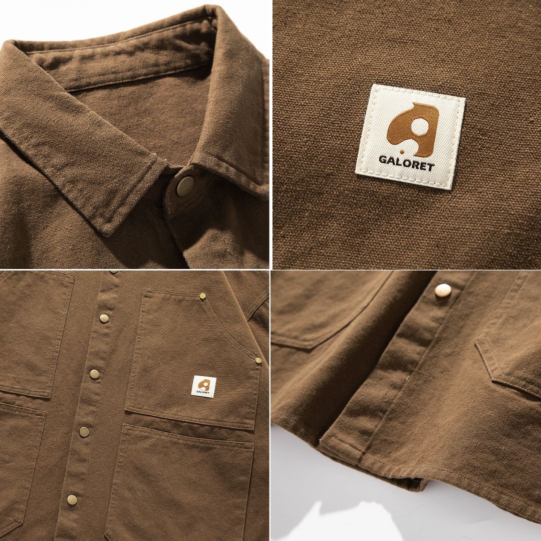 S0026 American Style Loose Cargo Long Sleeve Shirt Available: Brown Black White