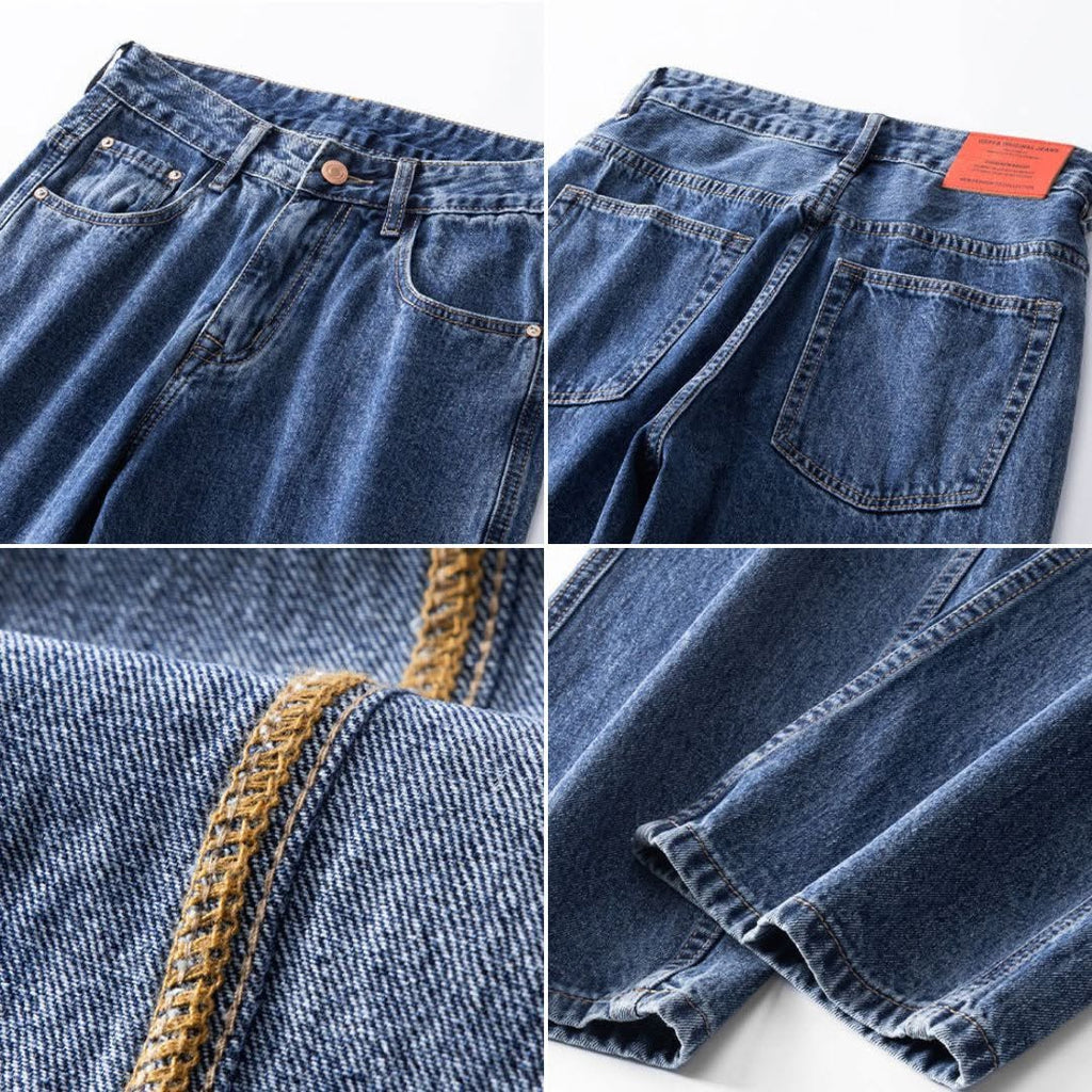 P0018 American Vintage Loose Straight Micro Flare Vertical Feel Wide Leg Jeans