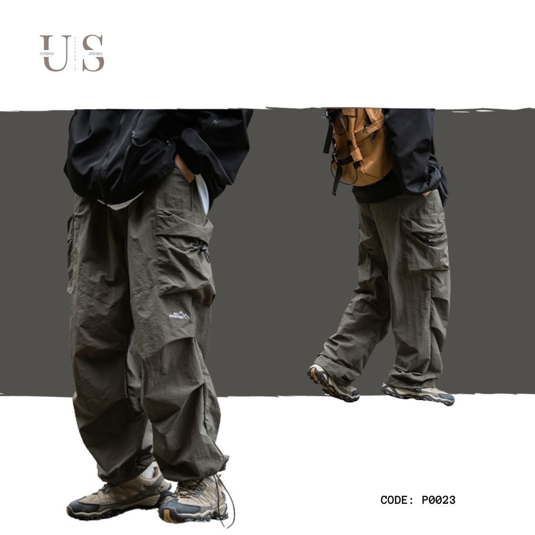 P0023 Japanese Style Outdoor Waterproof Double Pleated Large Pocket Paratrooper Pants
