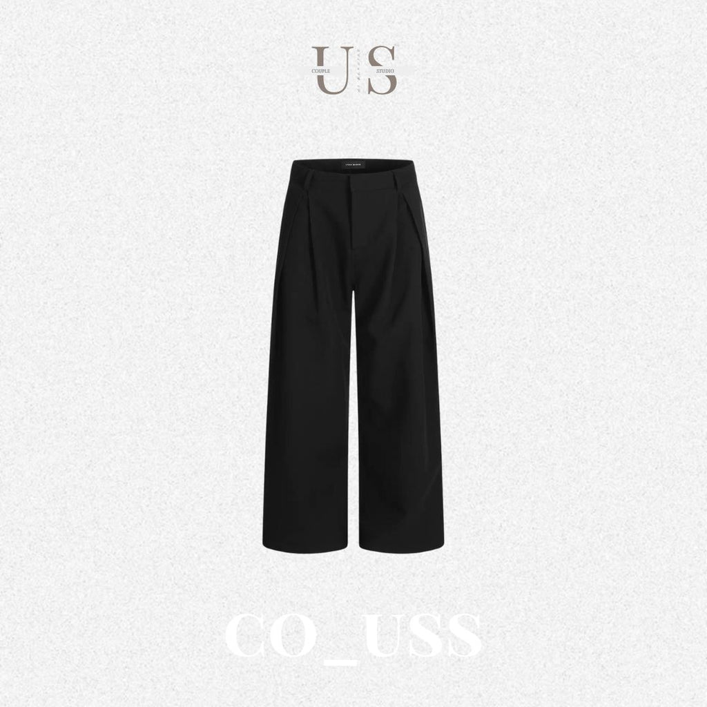 P0182 American-Style Vintage Drape Elegant Pleated Loose Three-Dimensional Trendy Slimming Wide-Leg Casual Trousers