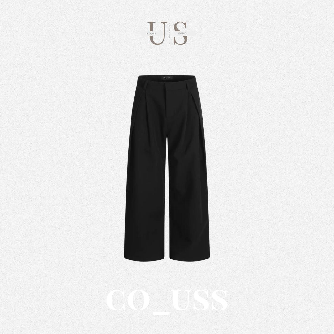 P0182 American-Style Vintage Drape Elegant Pleated Loose Three-Dimensional Trendy Slimming Wide-Leg Casual Trousers