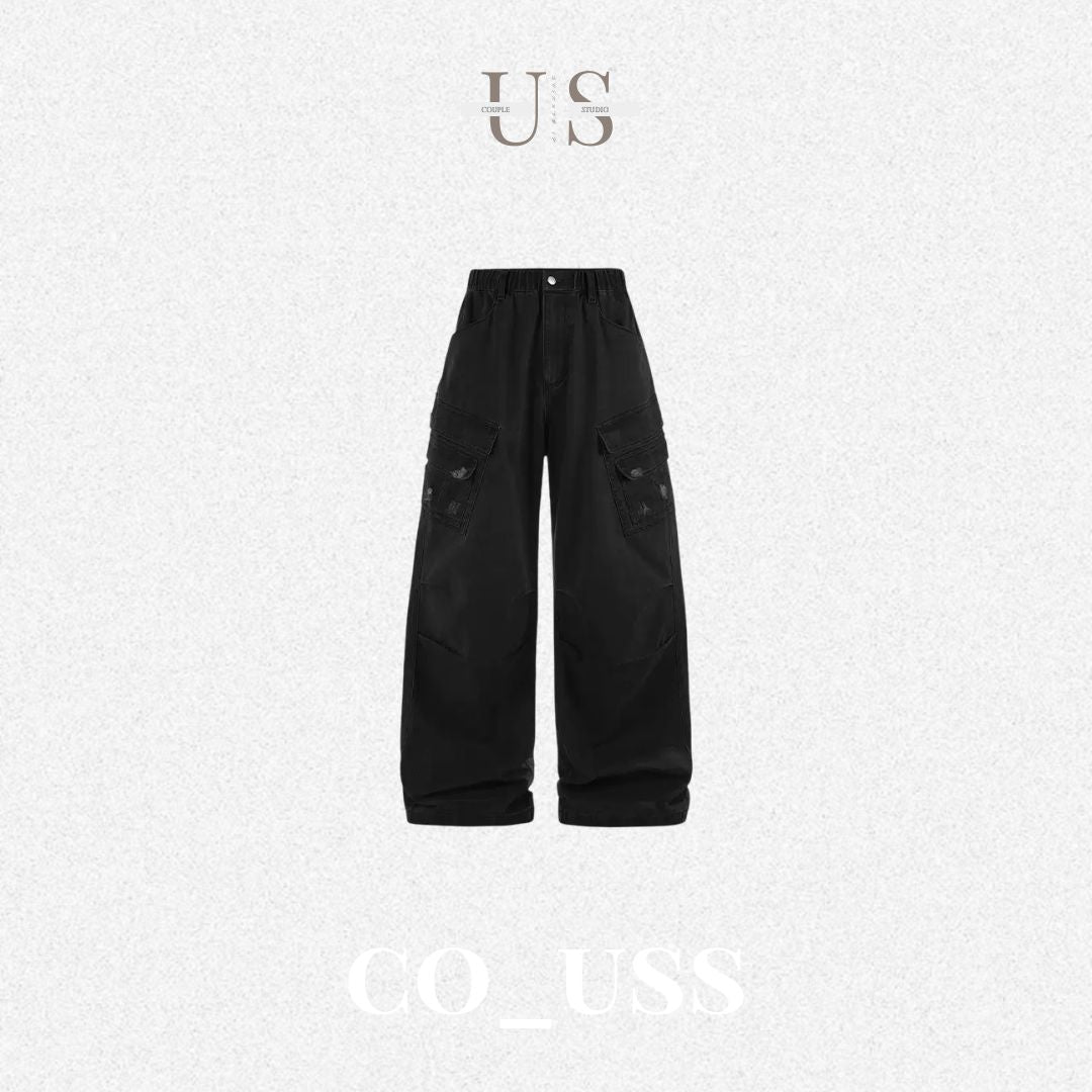 P0186 American street style washed distressed multi-pocket cargo pants