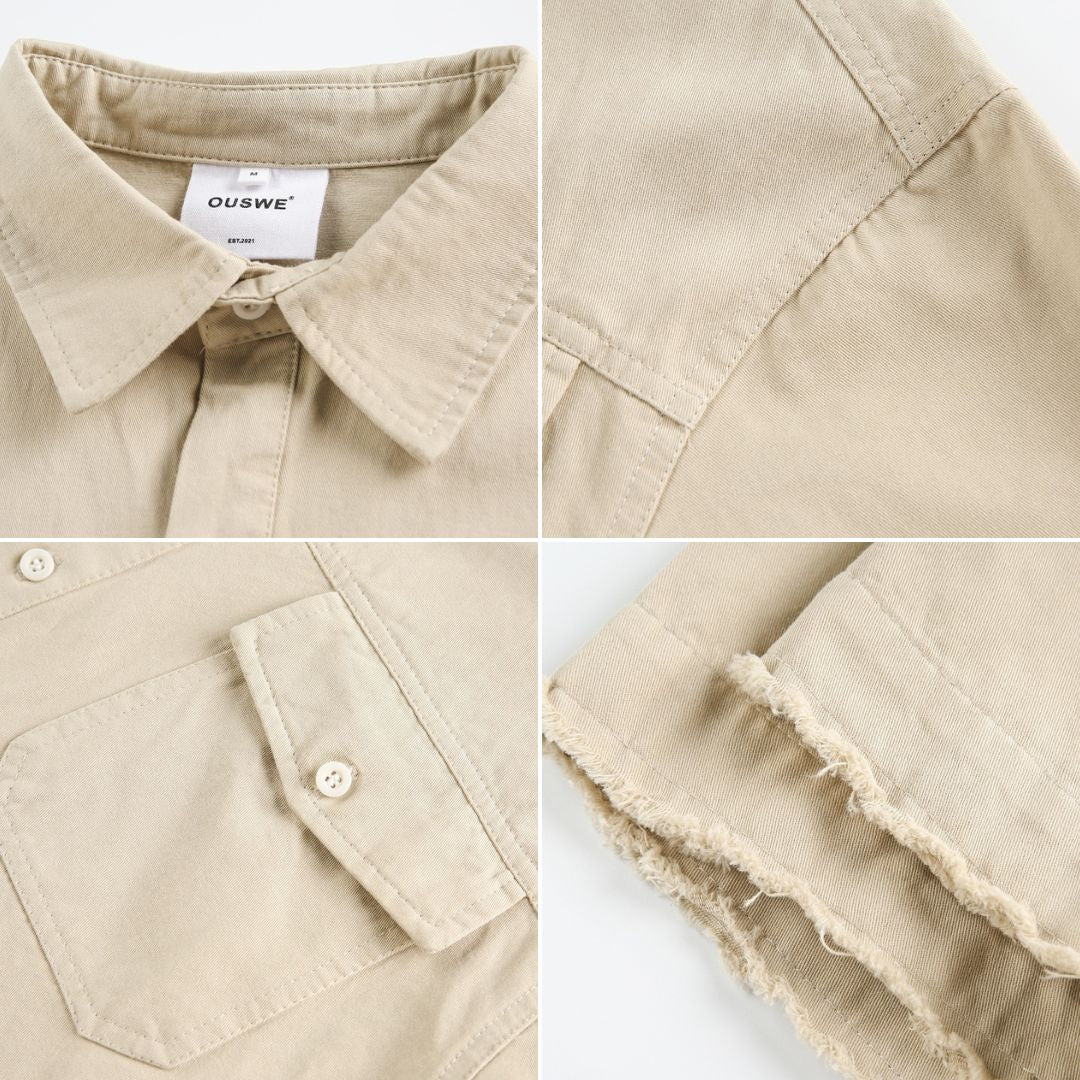 S0308 American cleanfit short wide boxy version workwear pocket shirt