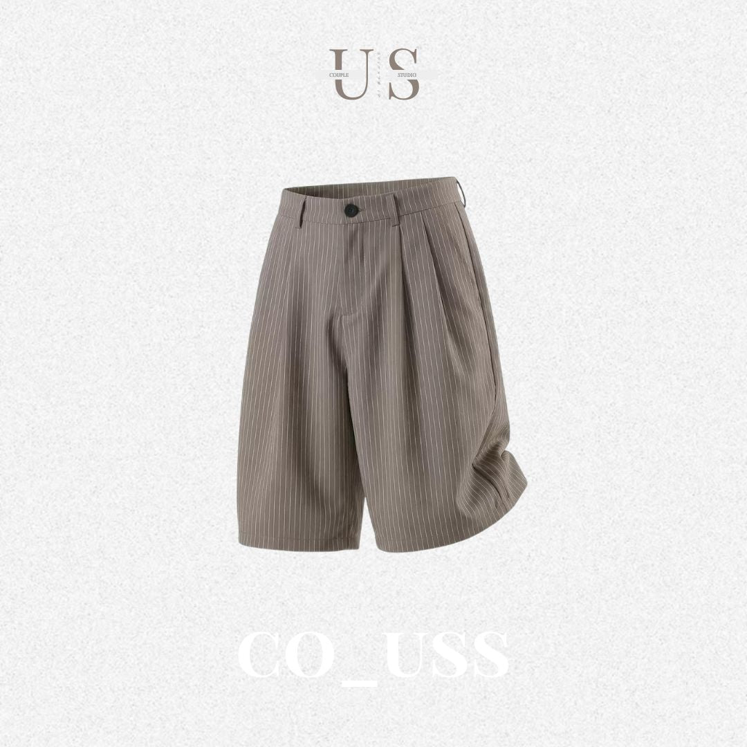 P0220 Japanese Retro Striped Textured Suit Shorts