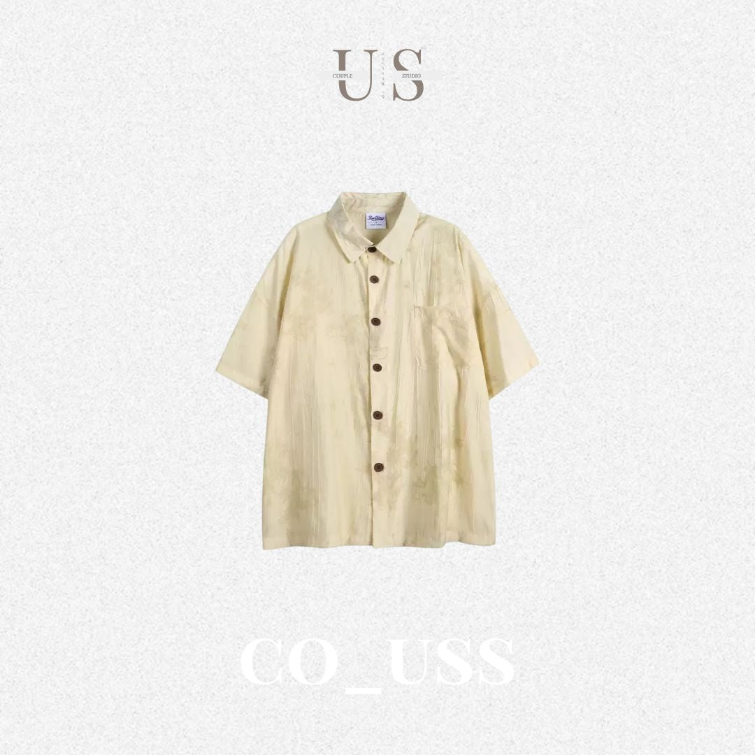 S0412 New Chinese Retro Ink Painting Design Niche Trendy Brand Loose Short-Sleeve Shirts