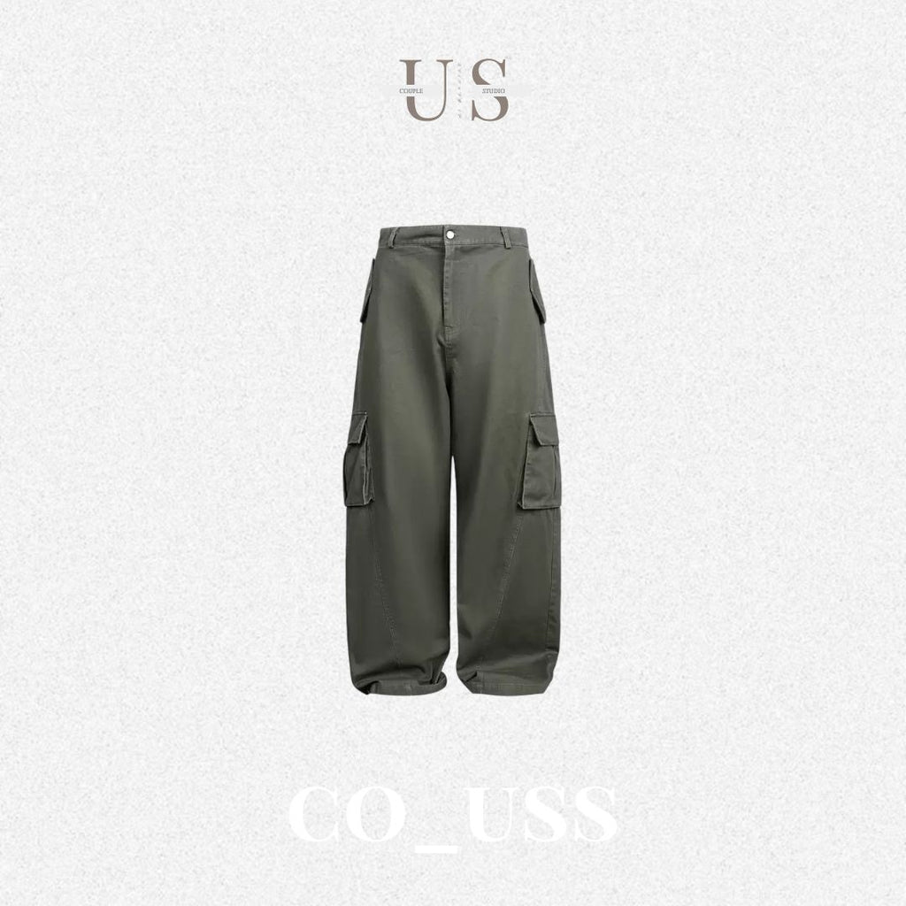 P0195 American Retro Washed Oversized Multi-Pocket Casual Cargo Pants