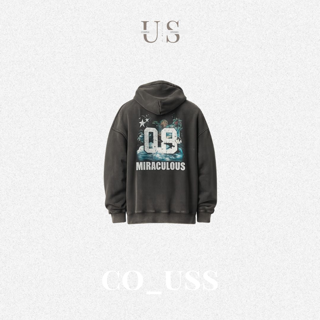 S0484 American-style boxy-fit acid-wash finish and graphic print sweatshirt