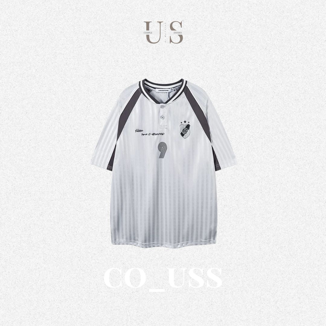 S0325 American trendy high street jersey style V-neck short-sleeved T-shirt
