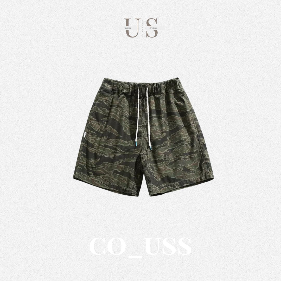 P0201 American-style pure cotton washed tiger stripe camouflage shorts