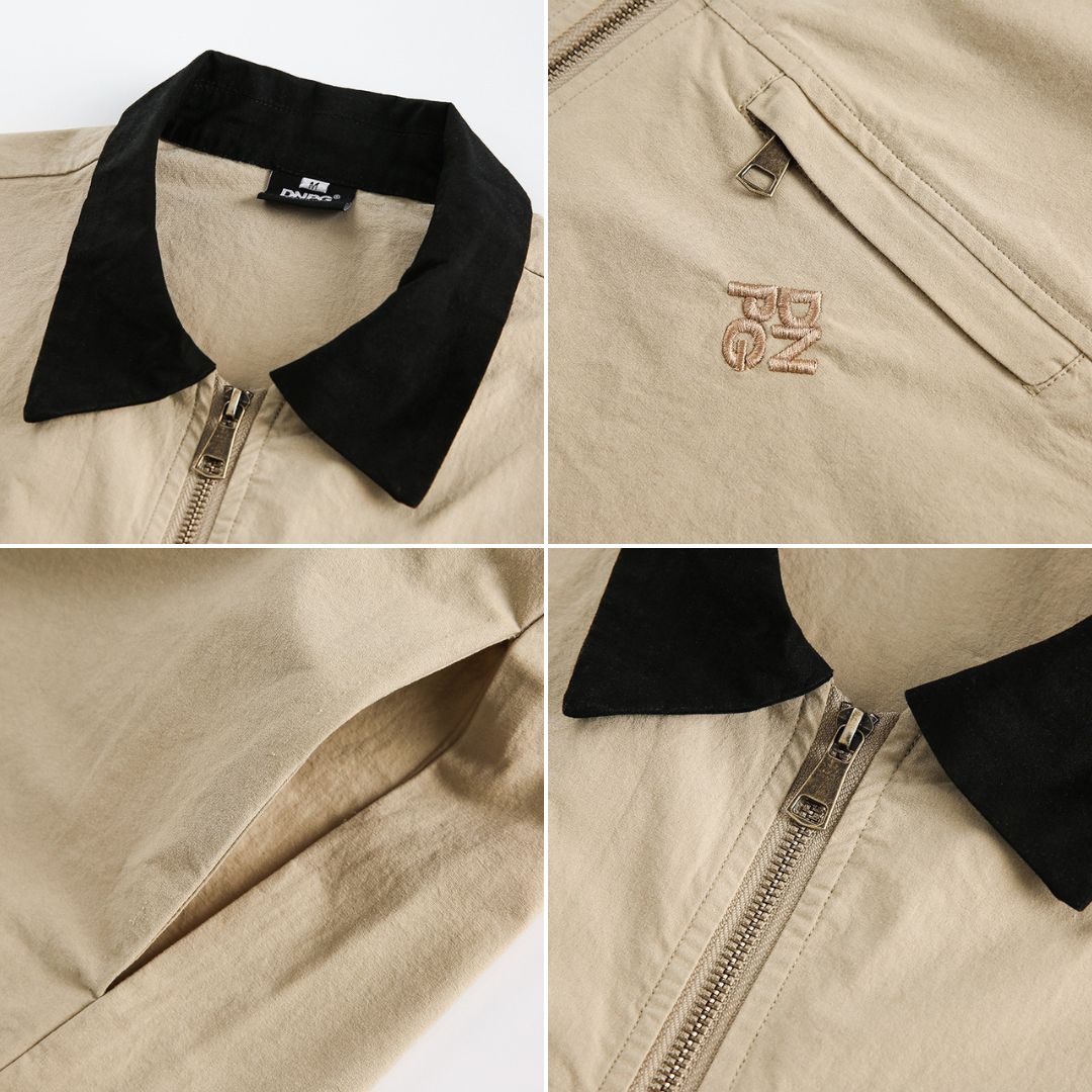 S0210 Japanese style Vintage contrast collar pocket decorated short-sleeved shirt