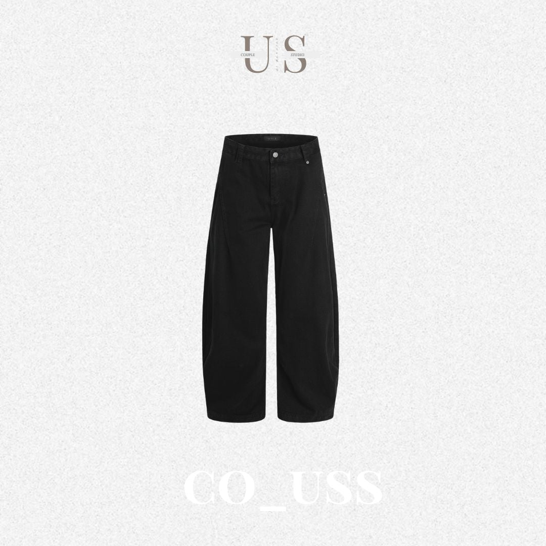 P0154 America Style Vintage high-waist Maillard loose straight banana mopping pants