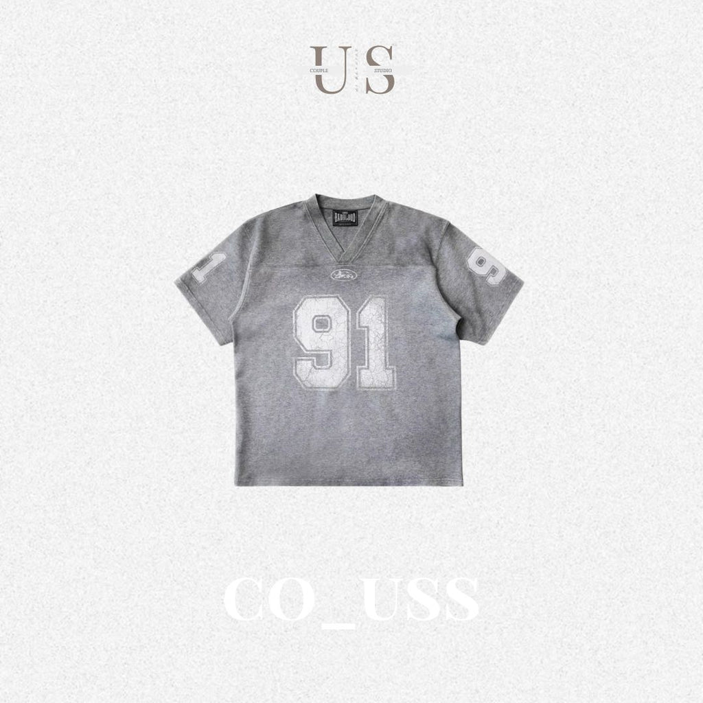 S0329 Badblood American textured tie-dye V-neck jersey T-shirt loose niche street style handsome short-sleeved top