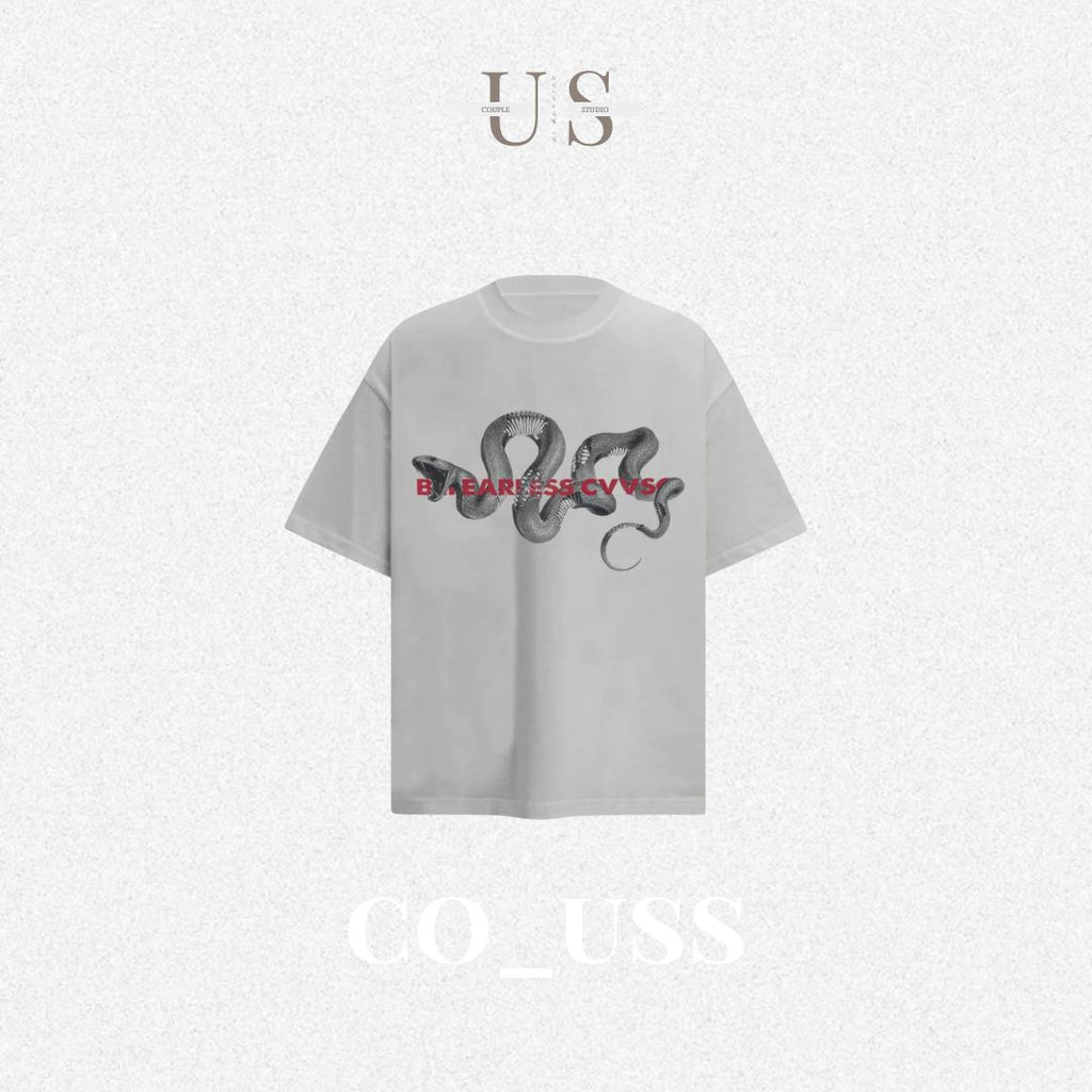 S0365 American Retro Washed Distressed Python Print Short-Sleeved T-Shirt