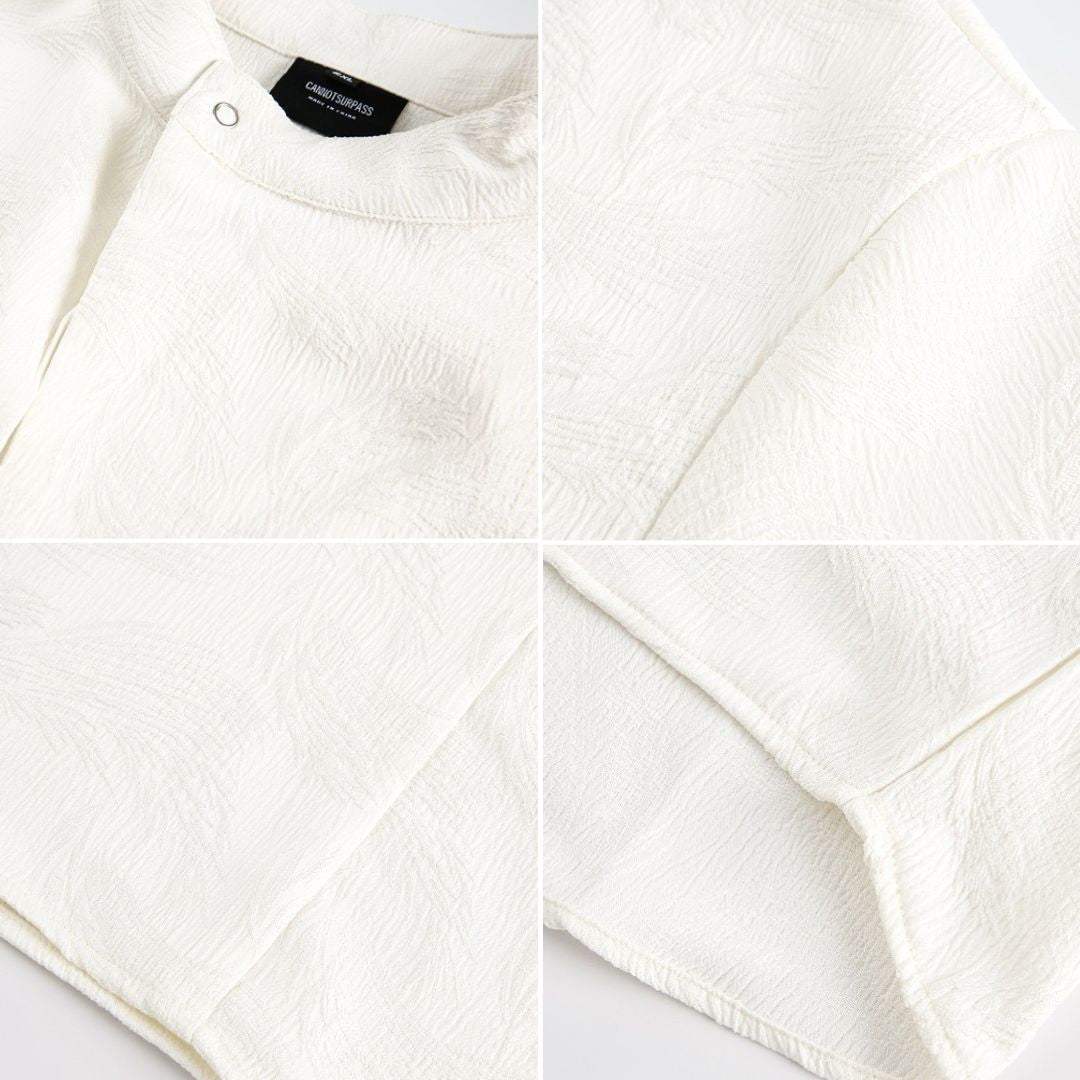 S0228 New Chinese style stand collar embroidered oversize short sleeve shirt