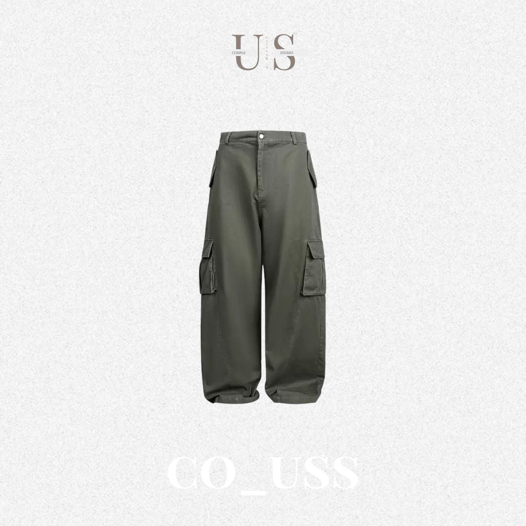 P0195 American Retro Washed Oversized Multi-Pocket Casual Cargo Pants
