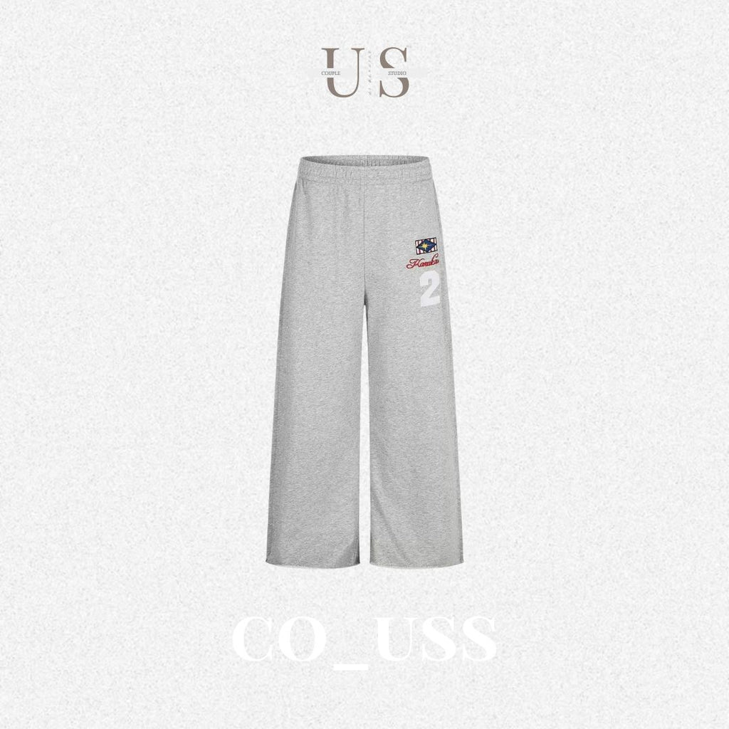 P0237 American Retro Straight Leg Personalised Embroidered Number Icons Sweatpants