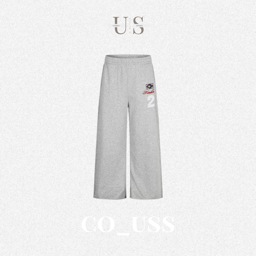 P0237 American Retro Straight Leg Personalised Embroidered Number Icons Sweatpants
