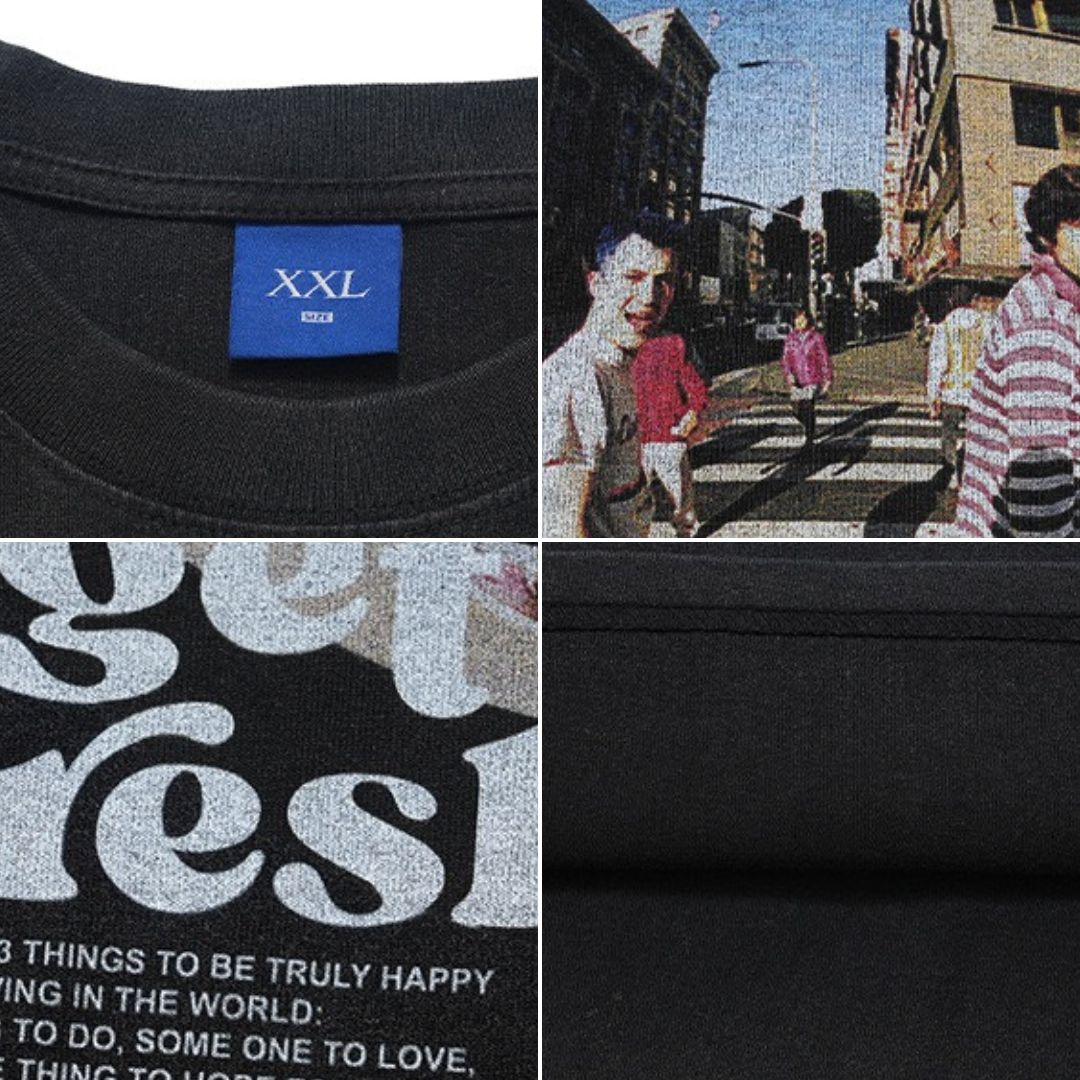 S0249 American trendy brand 280G heavy washed distressed retro printed loose cotton short-sleeved T-shirt