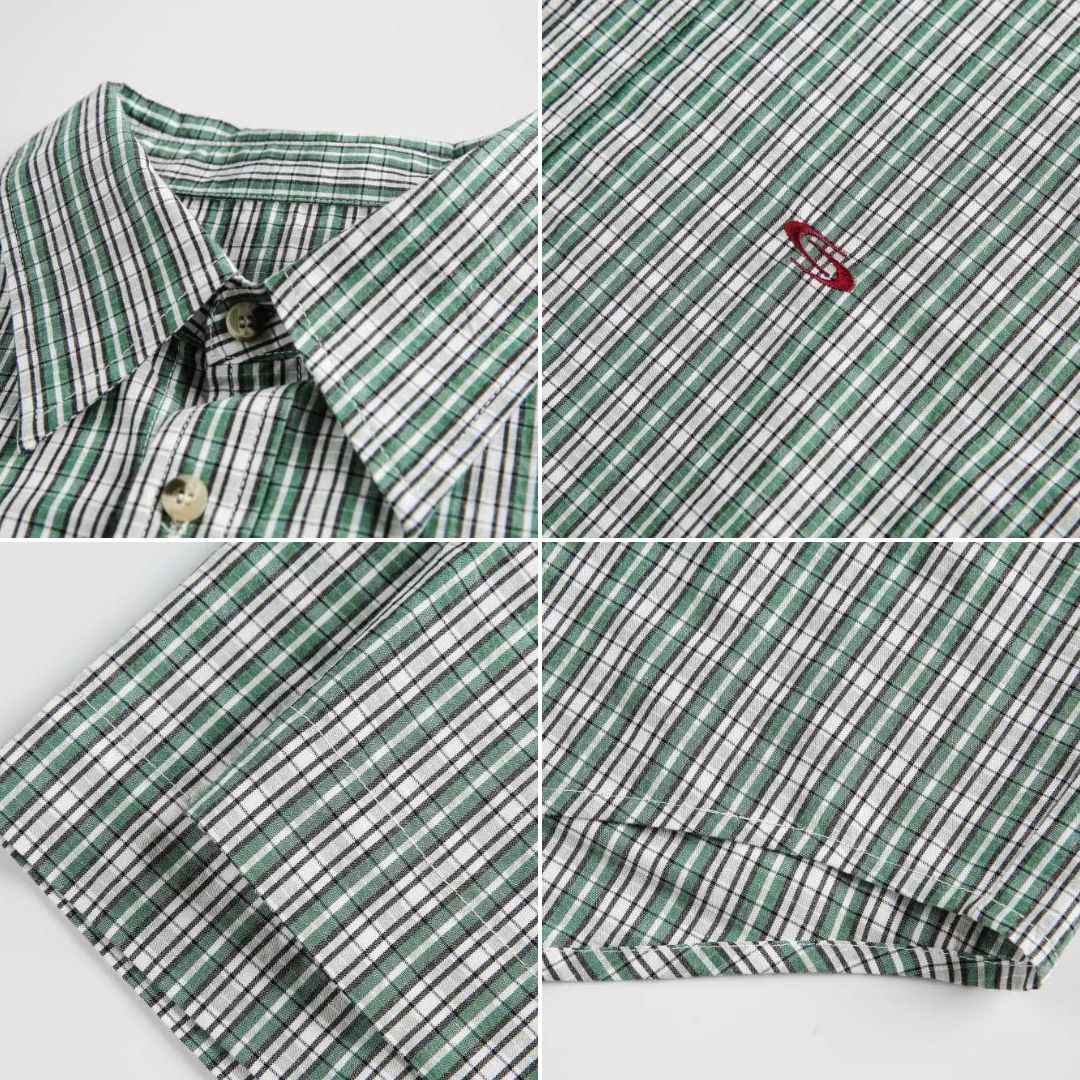 S0302 Japanese loose casual plaid short-sleeved shirt
