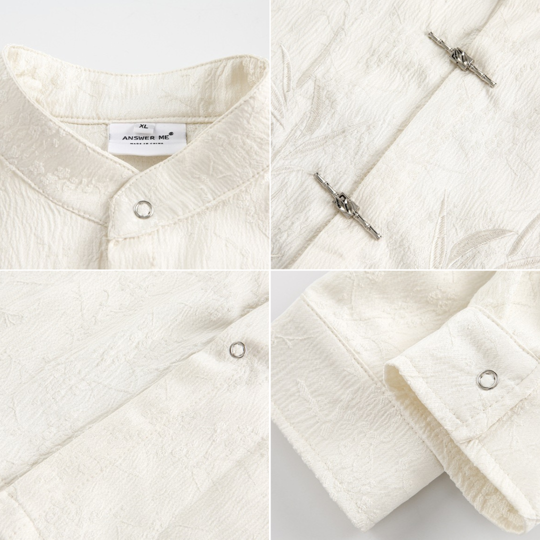 S0232 New Chinese style stand collar loose long sleeve shirt