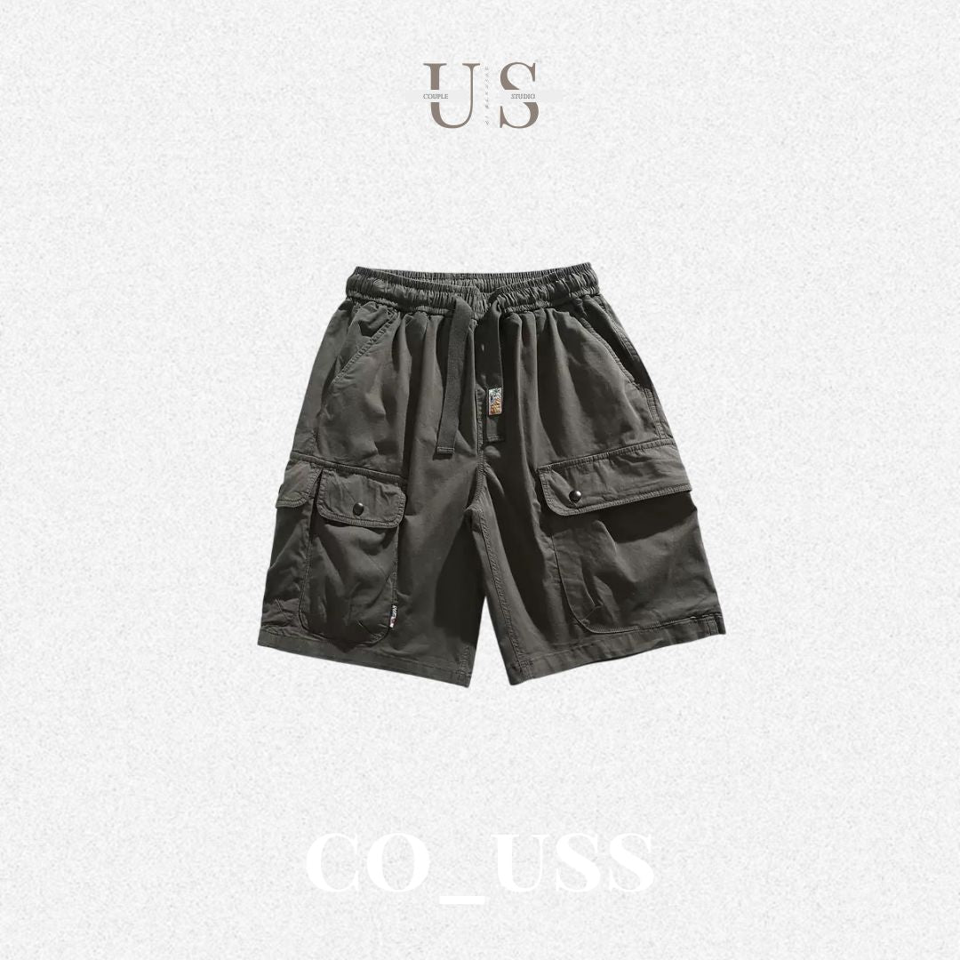 P0184 Japanese Retro Casual Large Pocket Cargo Shorts