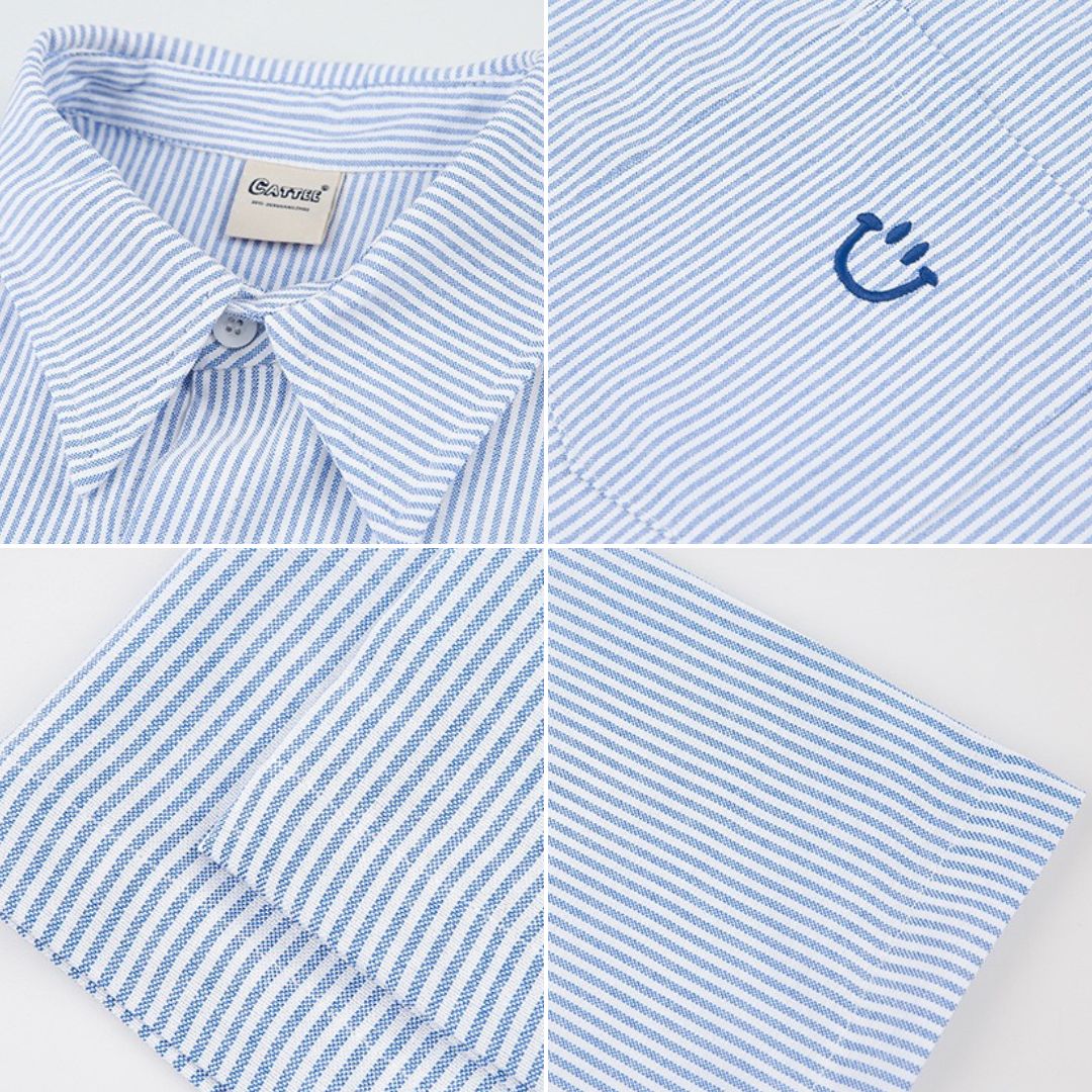 S0292 Japanese retro striped short-sleeved shirt