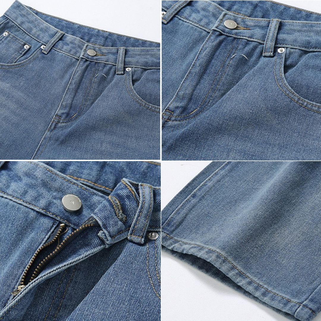 P0117 American Vintage Light Blue Straight Leg Loose Jeans
