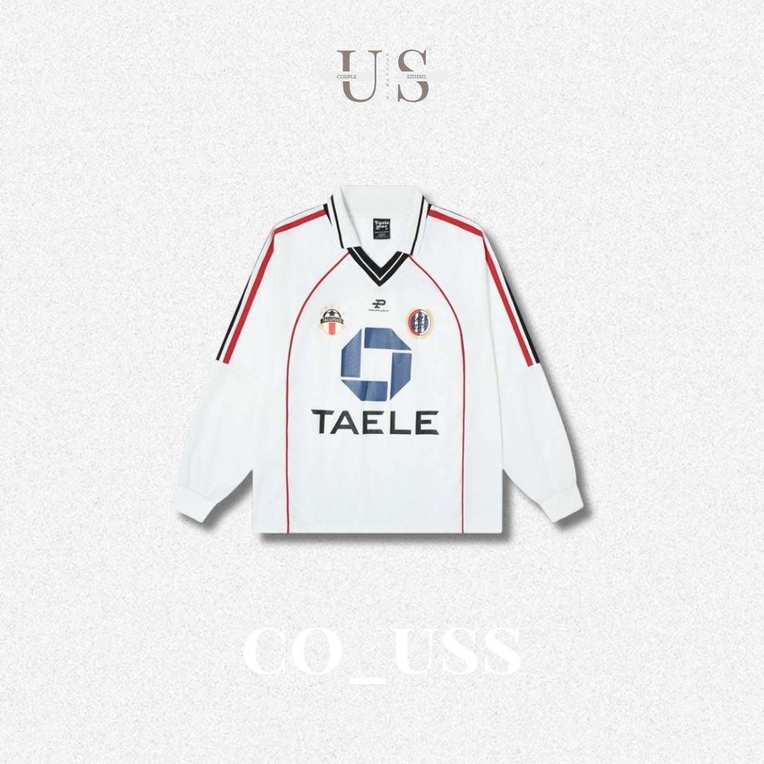 S0316 American Retro Printed V-neck Raglan Long Sleeve Jersey