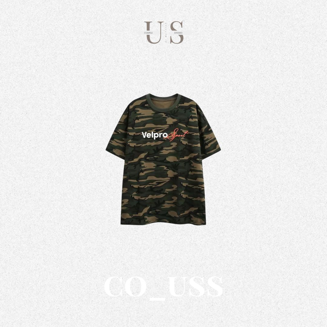 S0453 American-style camouflage letter design loose short-sleeved T-shirt