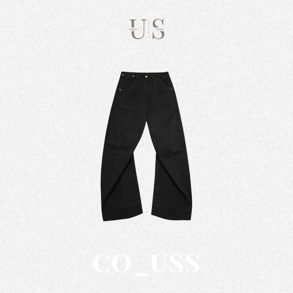 P0185 American-style washed 3D retro distressed curved trousers