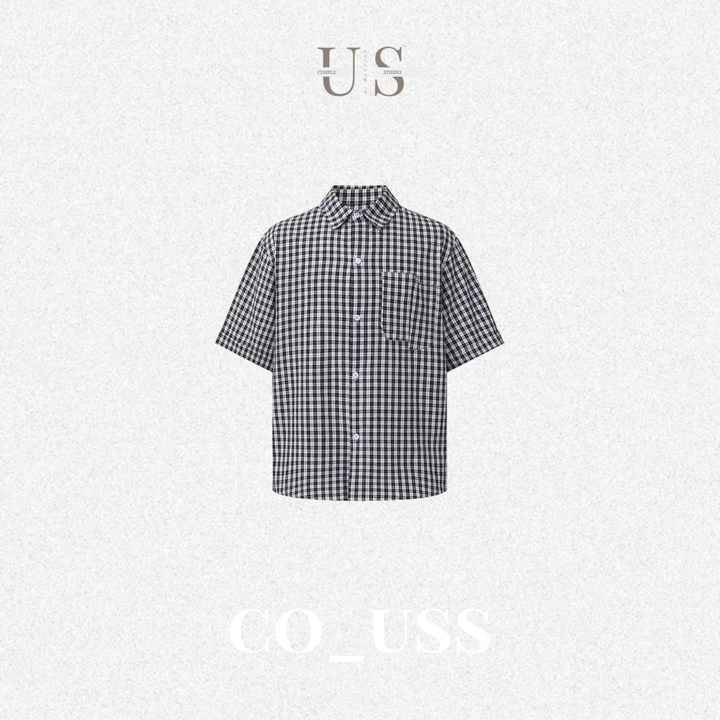 S0454 American Retro Plaid Shirt Short Sleeve