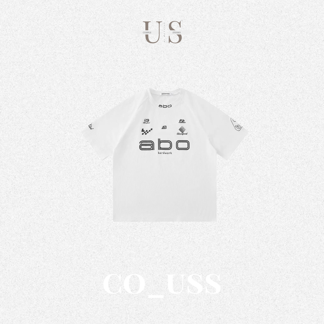 S0471 American oversize letter print racing versatile short-sleeved T-shirt