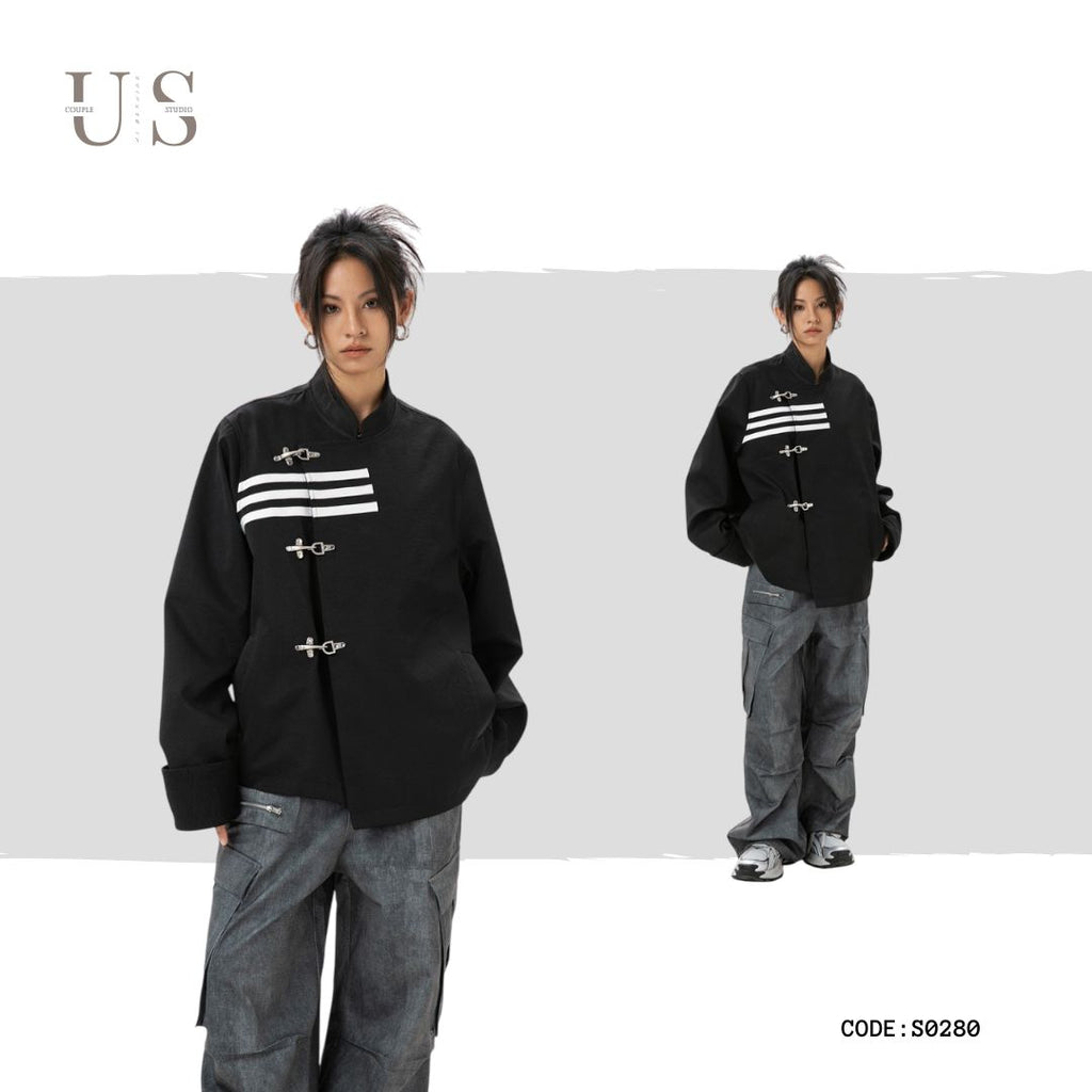 S0280 Retro Casual Suit Three-bar Stand-up Collar Jacket