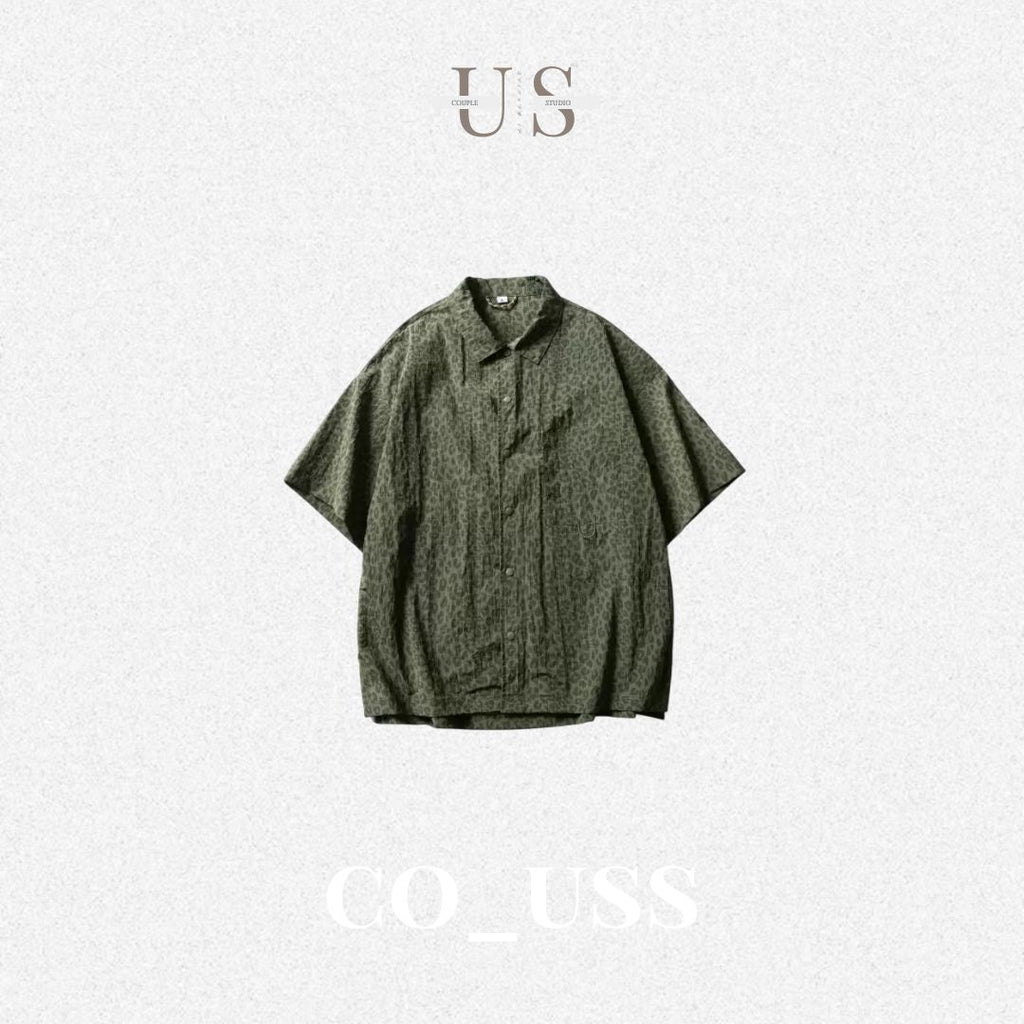 S0400 America Style Loose Fit Digital Leopard Print Short-Sleeve Shirt