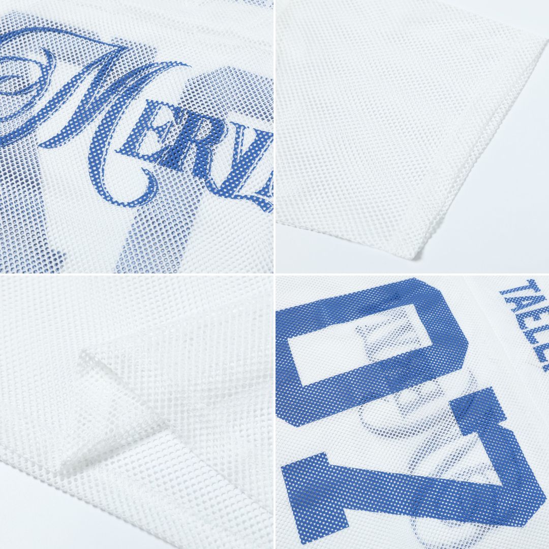 S0267 American retro mesh print jersey V-neck short-sleeved T-shirt