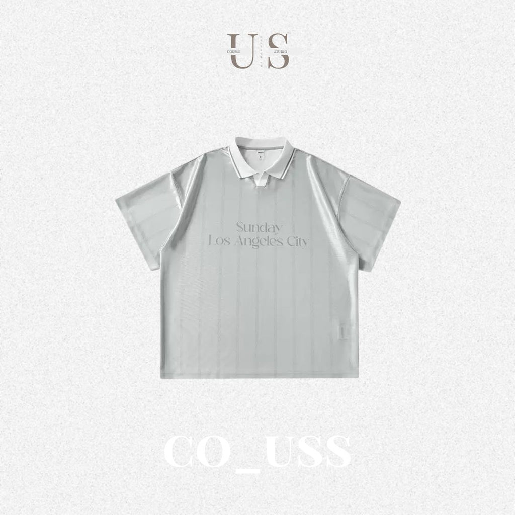 S0437 AAmerican Retro Acetate Striped Collared Short-Sleeve Polo Shirt