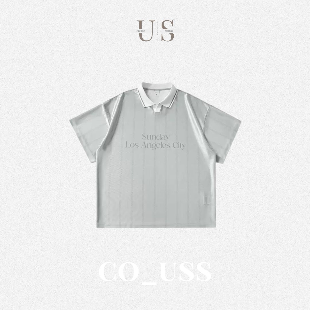 S0437 AAmerican Retro Acetate Striped Collared Short-Sleeve Polo Shirt