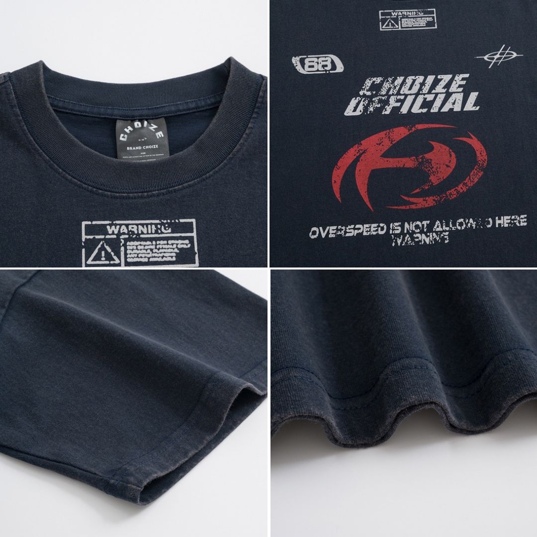 S0247 American retro washed distressed short-sleeved T-shirt