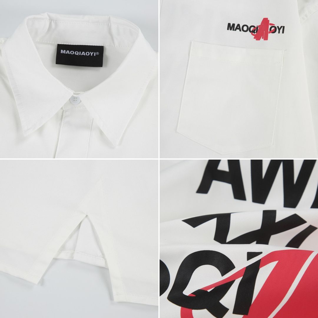 S0254 American high-street fashion brand letter printed Long-sleeve shirt