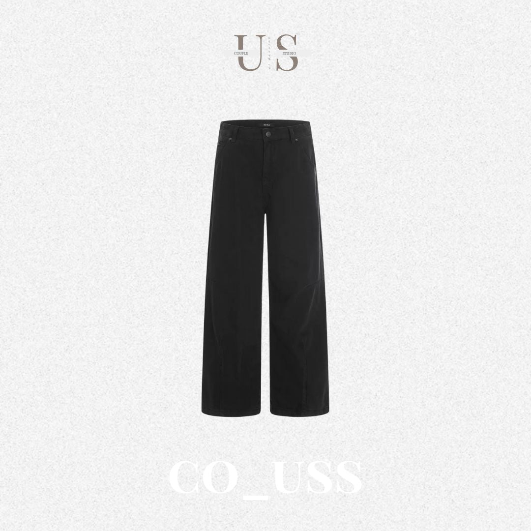 P0192 American Retro Loose-fitting Cotton Wide-Leg Gathered Pleats Cargo Pant