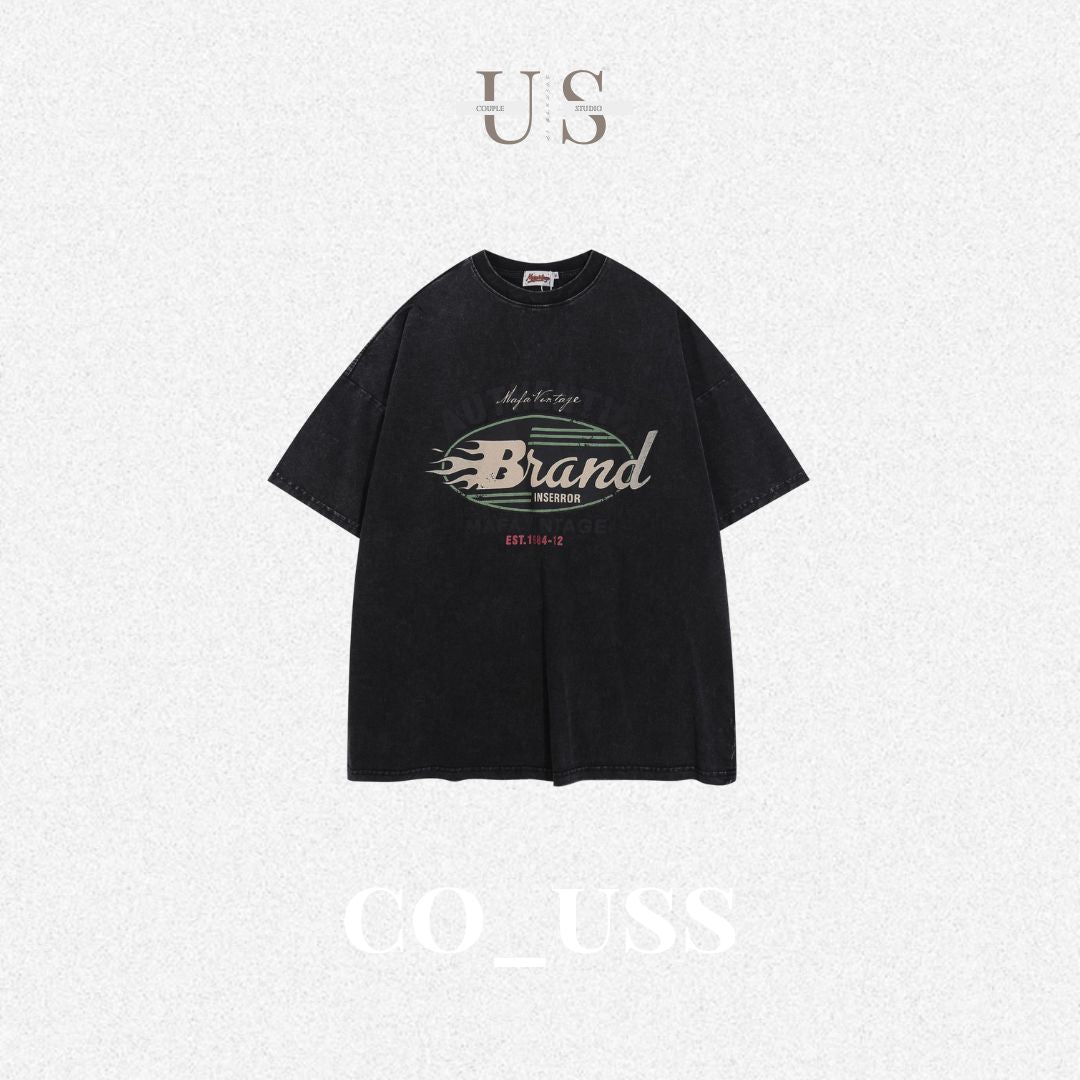 S0317 American retro washed distressed short-sleeved T-shirt